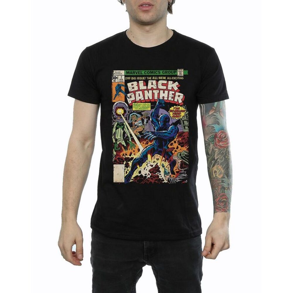 Black Panther Mens Cover Cotton T-Shirt / Black
